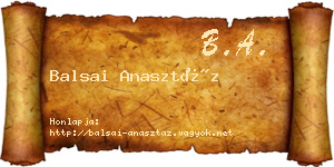 Balsai Anasztáz névjegykártya